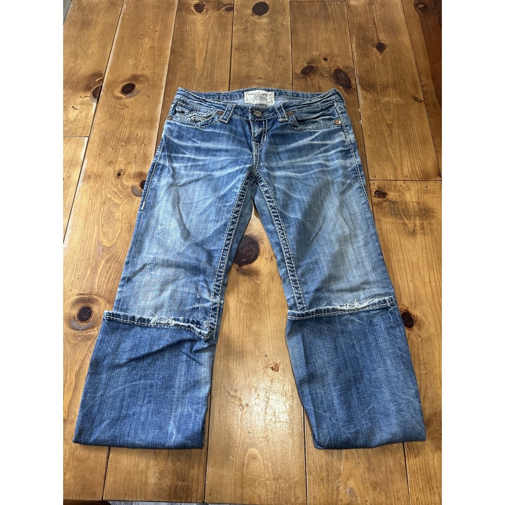 Big Star Liv Bootcut Jeans Women's Size 28R Light Wash Distressed Raw Hem